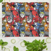 Katzen-u. Hunderoller-Muster Geschirrtuch (Gefaltet)