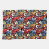 Katzen-u. Hunderoller-Muster Geschirrtuch (Horizontal)