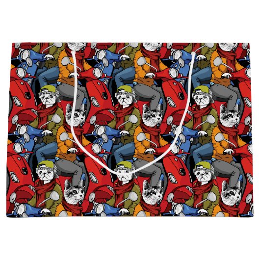 Katzen-u. Hunderoller-Muster Große Geschenktüte (Vorderseite)