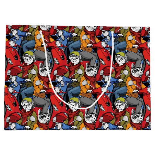 Katzen-u. Hunderoller-Muster Große Geschenktüte (Rückseite)