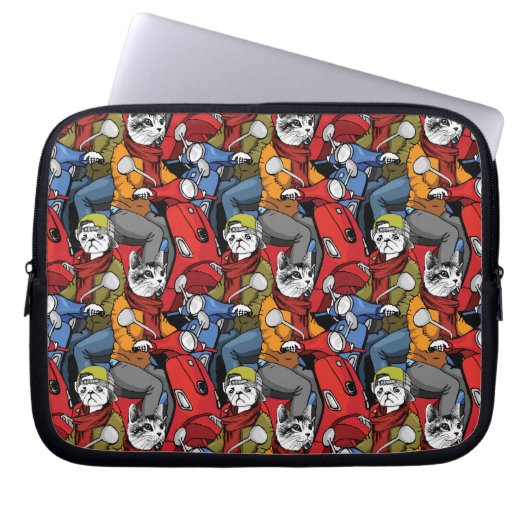 Katzen-u. Hunderoller-Muster Laptopschutzhülle (Vorderseite)