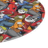 Katzen-u. Hunderoller-Muster Schneidebrett (Ecke)