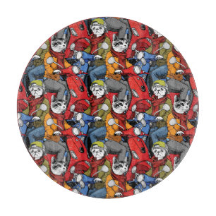 Katzen-u. Hunderoller-Muster Schneidebrett