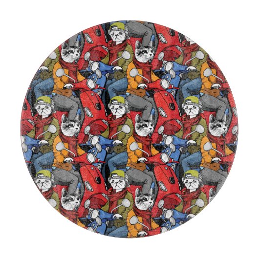 Katzen-u. Hunderoller-Muster Schneidebrett (Vorderseite)