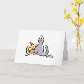 Katzen-u. Kürbislaterne-Gruß-Karte {Halloween} Karte (Gelbe Blume)