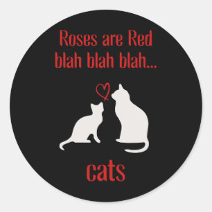 Katzen über Rose und rotes Valentin Runder Aufkleber