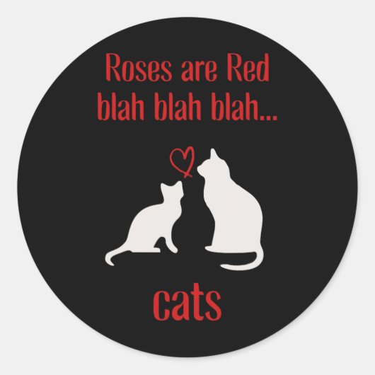 Katzen über Rose und rotes Valentin Runder Aufkleber (Vorderseite)