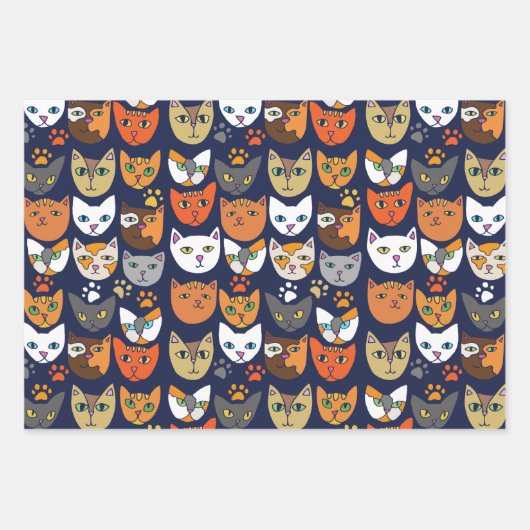 Katzen überall geschenkpapier set (Vorderseite)