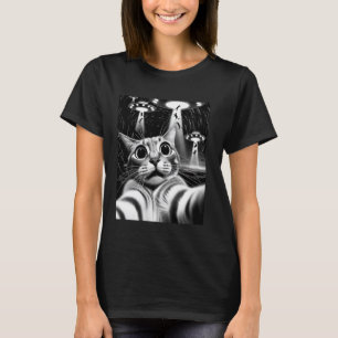 Katzen-UFO-Invasion Lustiges Katzen-Meme Retro-Ali T-Shirt