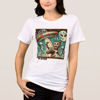 Katzen-UFO-Selfie: Vintage-Invasion (Frauen-T-Shir Tri-Blend Shirt