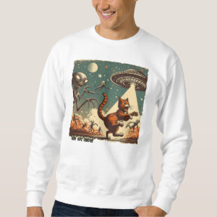 Katzen-UFO-Selfie: Vintage-Invasion (Herren-Hoodie Sweatshirt