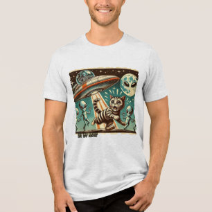 Katzen-UFO-Selfie: Vintage-Invasion (Herren-T-Shir Tri-Blend Shirt