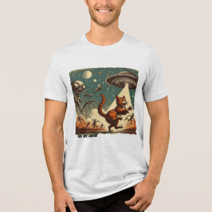 Katzen-UFO-Selfie: Vintage-Invasion (Herren-T-Shir Tri-Blend Shirt