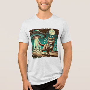 Katzen-UFO-Selfie: Vintage-Invasion (Herren-T-Shir Tri-Blend Shirt