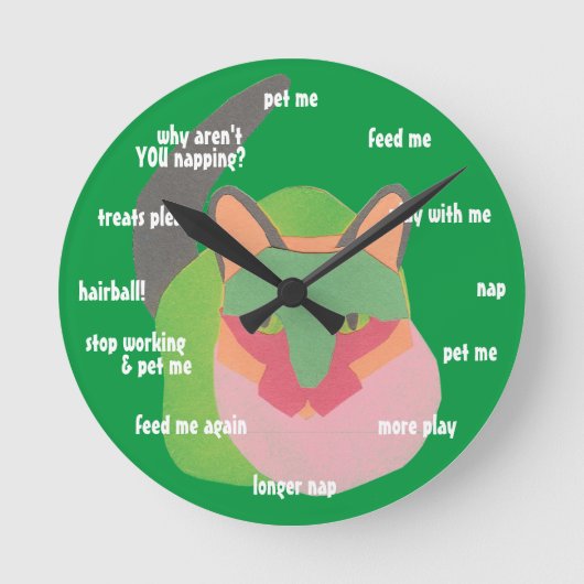 Katzen-Uhr Runde Wanduhr (Vorderseite)