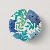 Katzen und Äste - blau und grün Button (Vorderseite)