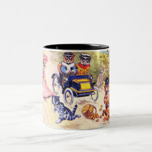 Katzen und Autos von Louis Wain Zweifarbige Tasse