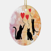 Katzen und Ballons Keramik Ornament (Rechts)