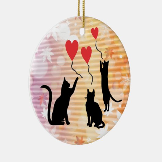 Katzen und Ballons Keramik Ornament (Rechts)