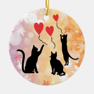 Katzen und Ballons Keramik Ornament