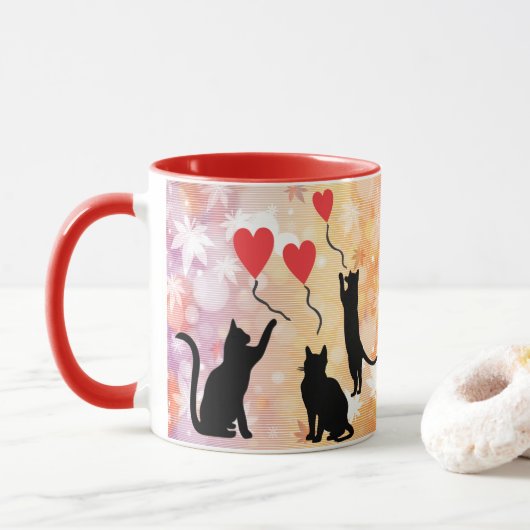 Katzen und Ballons Tasse (Mit Donut)