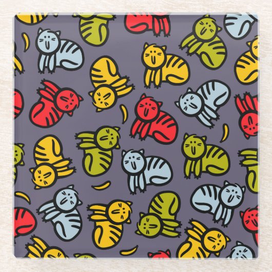 Katzen und Bananen Glasuntersetzer (Vorderseite)