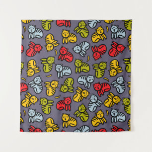 Katzen und Bananen Wandteppich