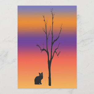 Katzen-und Baum-Halloween-Einladung Einladung