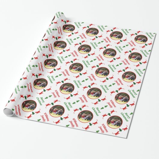 Katzen und Baum Weihnachtsfeiertag personalisierte Geschenkpapier (Ungerollt)