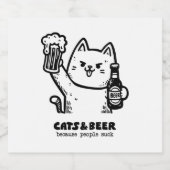 Katzen und Bier 1 Bierflaschenetikett (Einzelnes Label)