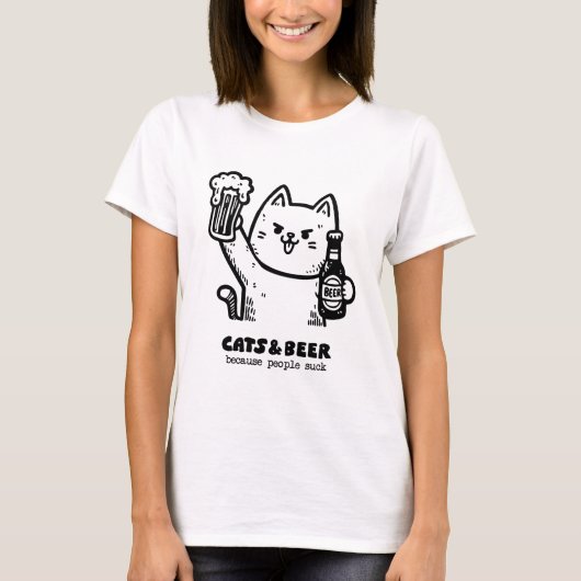 Katzen und Bier 1 T-Shirt (Vorderseite)