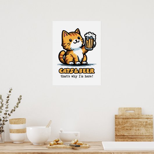 Katzen und Bier 2 Poster (Küche)