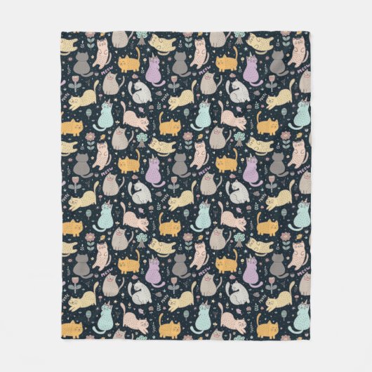 Katzen und Blume Design Fleece Blankon (Vorderseite)