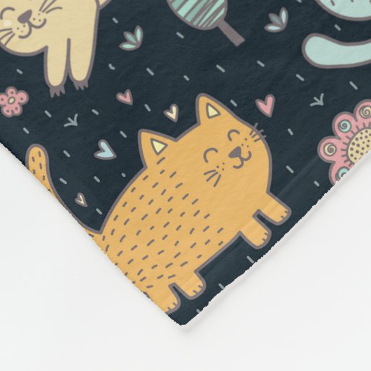 Katzen und Blume Design Fleece Blankon (Ecke)