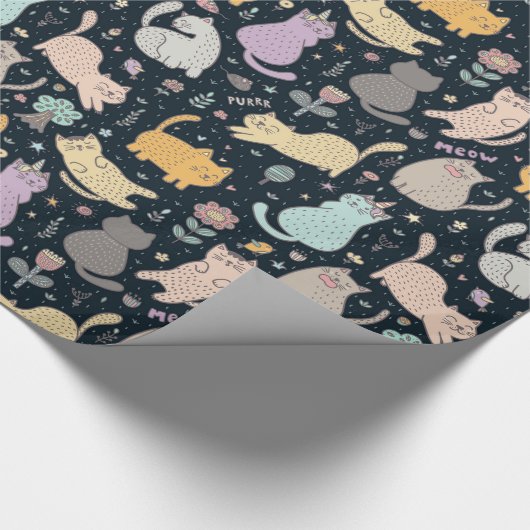 Katzen und Blume Designpapier Geschenkpapier (Ecke)