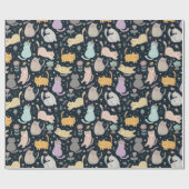 Katzen und Blume Designpapier Geschenkpapier (Flach)