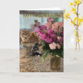 Katzen und Blume für Muttertagskarte Karte (Gelbe Blume)