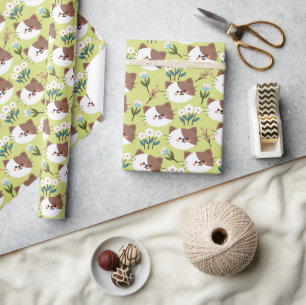Katzen und Blume Geschenkpapier