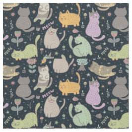 Katzen und Blume Gestaltstoffe Stoff