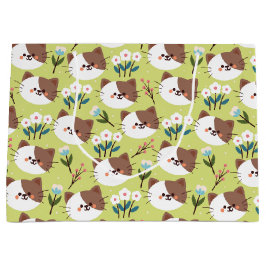 Katzen und Blume Große Geschenktüte