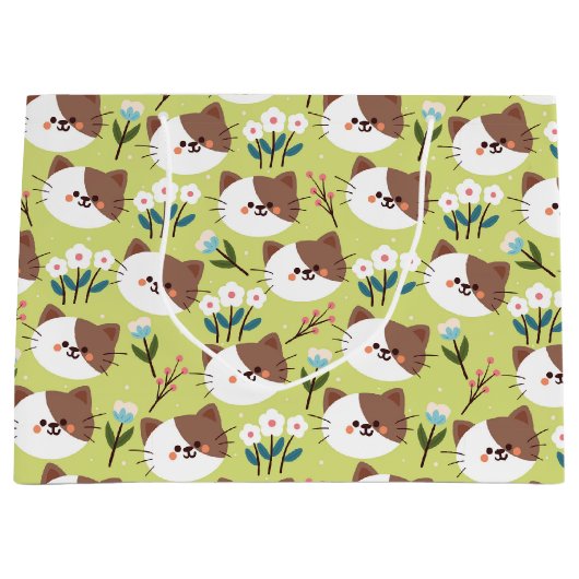 Katzen und Blume Große Geschenktüte (Vorderseite)