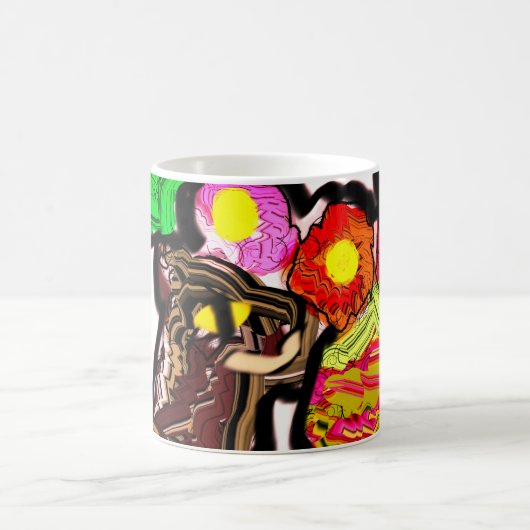 Katzen und Blume Kaffeetasse (Mittel)