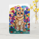 Katzen und Blume Karte (Gelbe Blume)