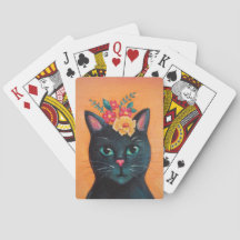 Katzen und Blume Kartenspielen