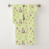 Katzen- und Blume-Muster Badhandtuch Set (Insitu)