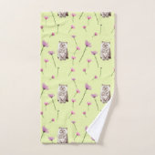 Katzen- und Blume-Muster Badhandtuch Set (Handtuch)