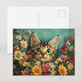 Katzen und Blume Postkarte (Vorne/Hinten)