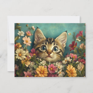 Katzen und Blume Postkarte