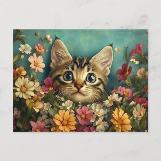 Katzen und Blume Postkarte (Vorderseite)
