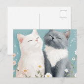 Katzen und Blume Postkarte (Vorne/Hinten)